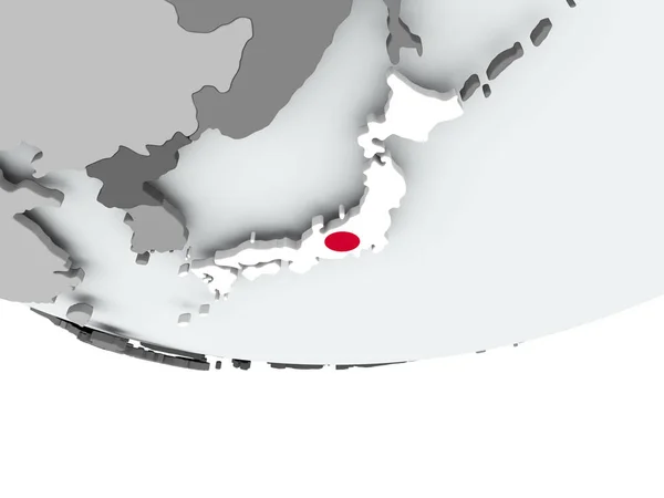 Japan with flag on globe — Stock Photo, Image