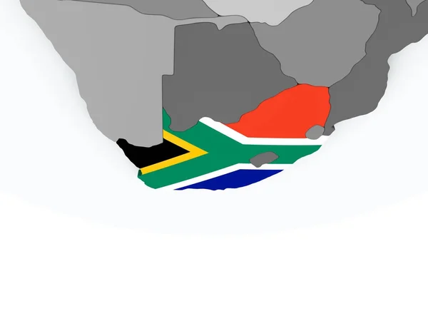 South Africa with flag on globe — Stock Photo, Image