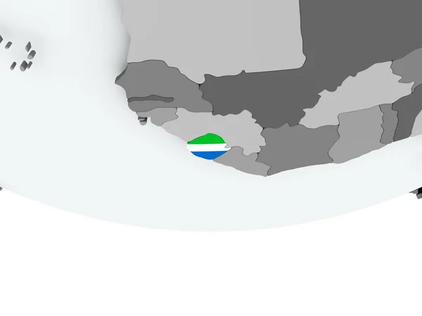 Sierra Leone mit Flagge auf Globus — Stockfoto