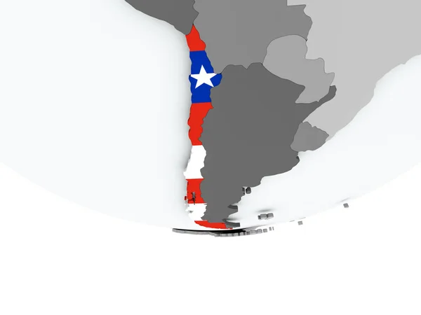 Chile with flag on globe — Stock Photo, Image