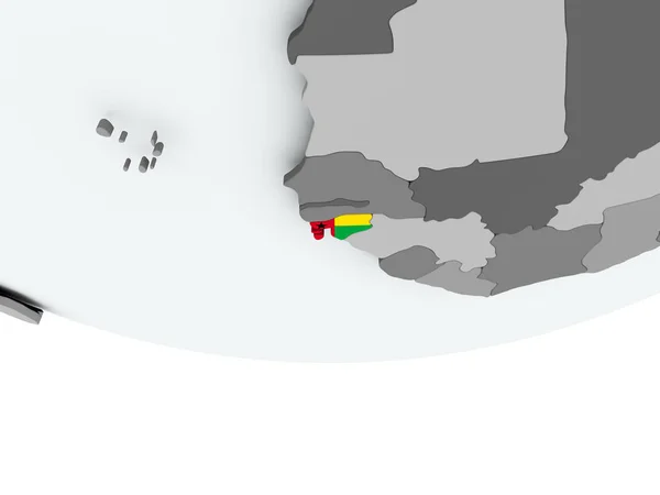 Guinea-Bissau con bandera en el globo —  Fotos de Stock