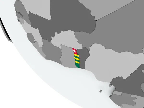 Bandiera del Togo sul globo politico — Foto Stock