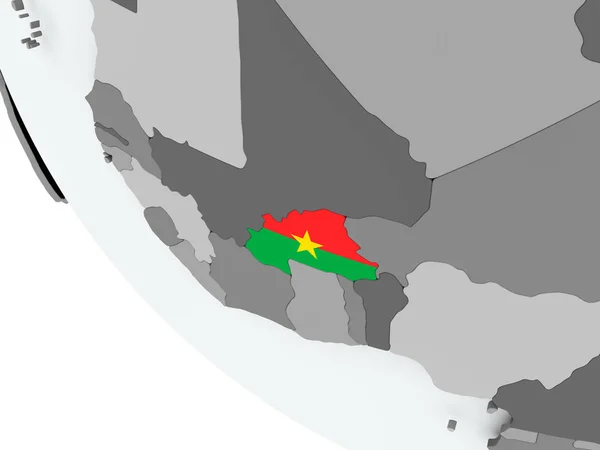 Burkina Fasos flagga på politiska jordglob — Stockfoto
