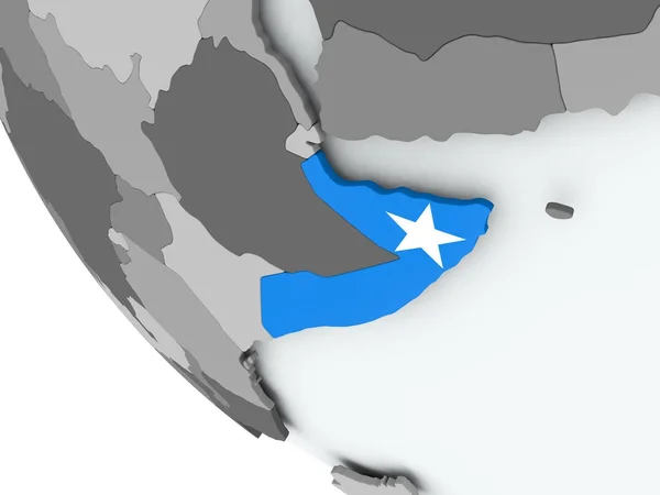 Flaga Somalii na Globus polityczny — Zdjęcie stockowe