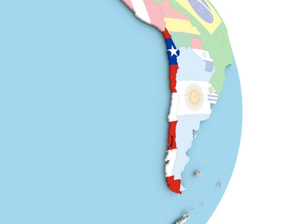 Chili met vlag op de wereldbol — Stockfoto
