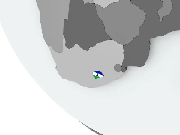 Bandiera del Lesotho sul globo politico — Foto Stock