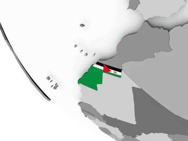 A politikai globe Nyugat-Szahara zászlaja — Stock Fotó