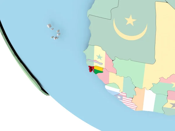 Guinee-Bissau met vlag op de wereldbol — Stockfoto