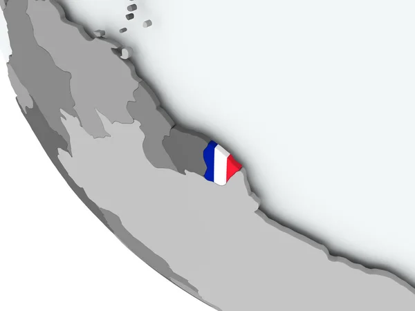 政治的な地球にフランス領ギアナの旗 — ストック写真