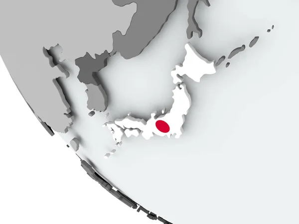 Flaga Japonii na Globus polityczny — Zdjęcie stockowe