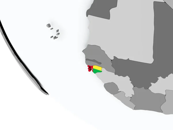 Vlajka Guineje-Bissau na politické globe — Stock fotografie