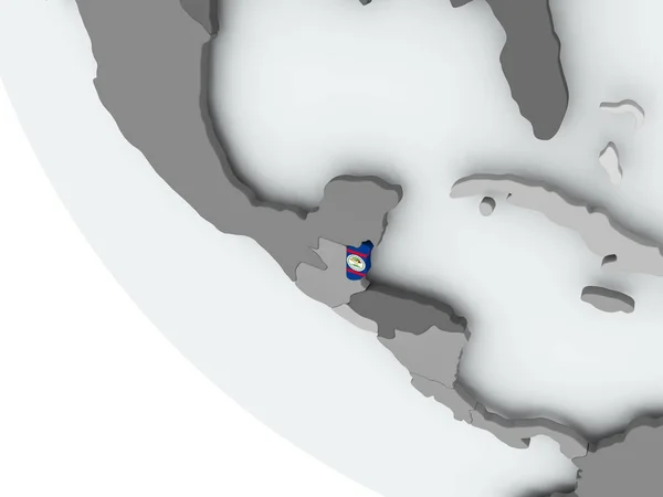 Vlag van Belize op politieke wereldbol — Stockfoto