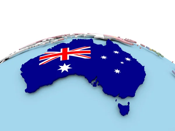 Bandiera dell'Australia su globo luminoso — Foto Stock