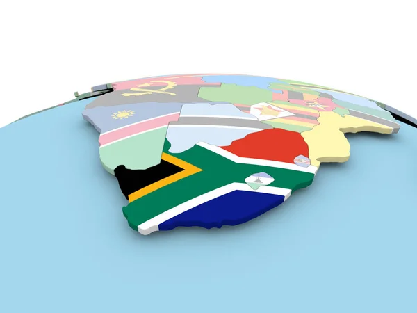 Drapeau de l'Afrique du Sud sur le globe lumineux — Photo