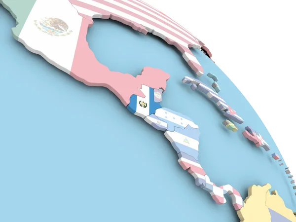 Bendera Guatemala di globe — Stok Foto