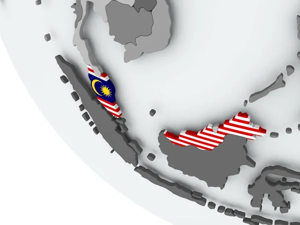 Flag of Malaysia on political globe — Stock Photo, Image