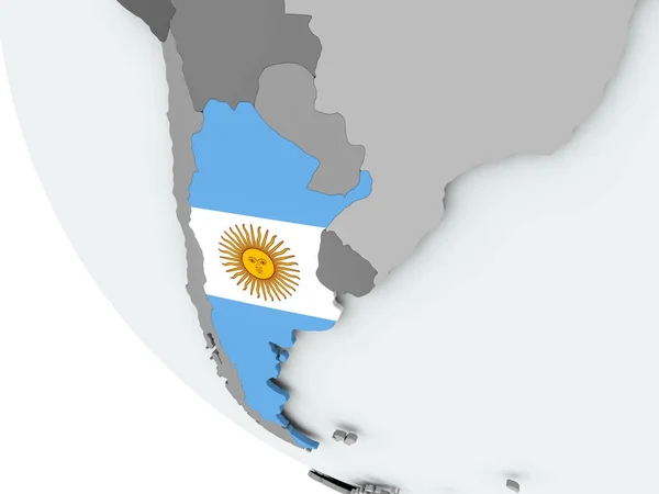 Flag of Argentina on political globe — Stock Photo, Image