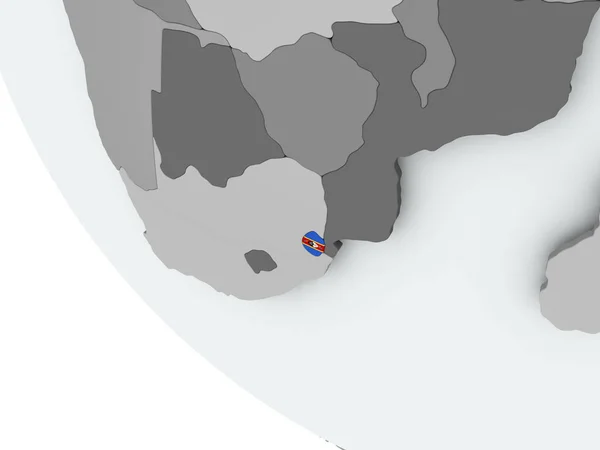 Флаг Свазиленда на политическом глобусе — стоковое фото
