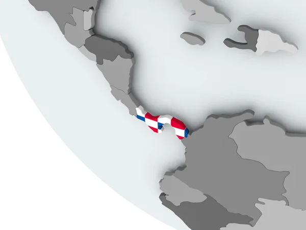 Flagge Panamas auf politischem Globus — Stockfoto