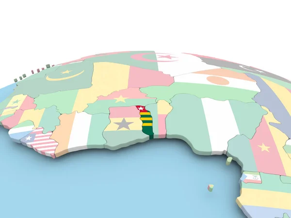 Bandiera del Togo su globo luminoso — Foto Stock