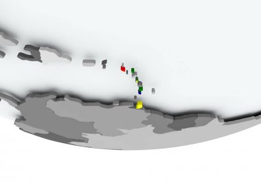 Caribbean dünya üzerinde bayrak ile