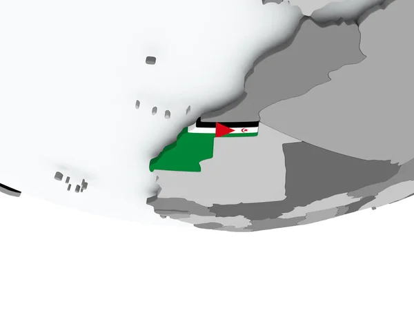 Westelijke Sahara met vlag op de wereldbol — Stockfoto