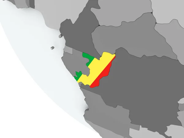 Прапор Конго на політичні глобус — стокове фото