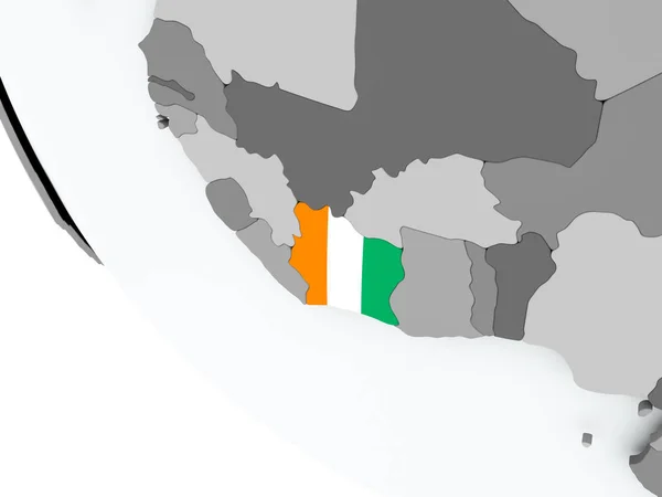 Bandeira da Costa do Marfim no mundo político — Fotografia de Stock