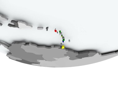 Caribbean dünya üzerinde bayrak ile