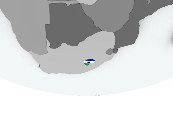 Lesotho dünya üzerinde bayrak ile — Stok fotoğraf