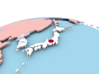 Japonya bayrağı parlak dünya üzerinde
