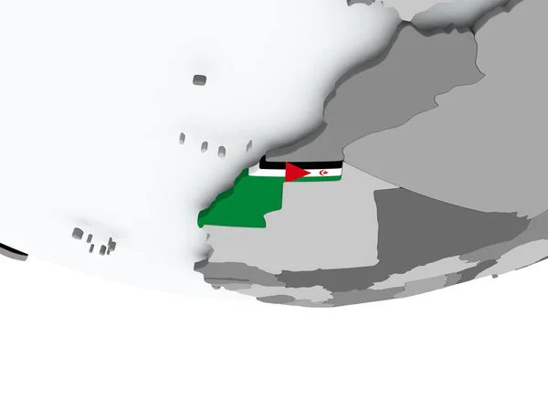 Länsi-Saharan lippu maapallolla — kuvapankkivalokuva