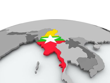 Myanmar bayrağı dünya üzerinde