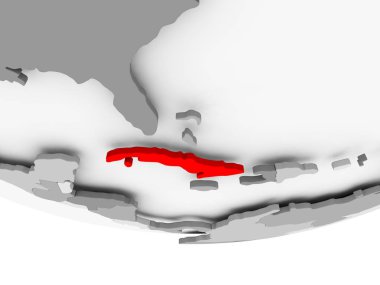 Küba Haritası gri siyasi dünya üzerinde