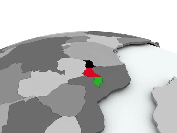 Bandeira do Malawi no globo — Fotografia de Stock