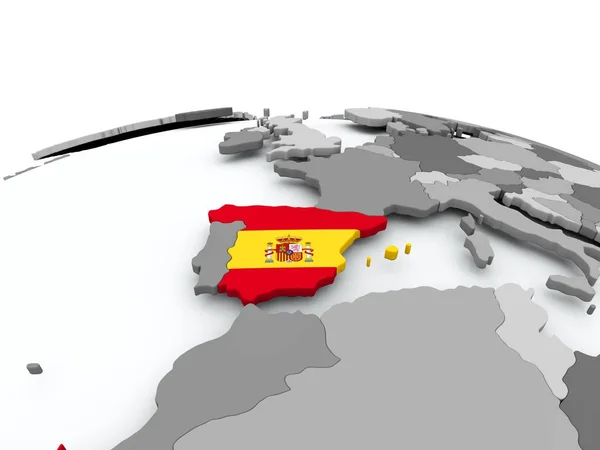 Flagge Spaniens auf dem Globus — Stockfoto