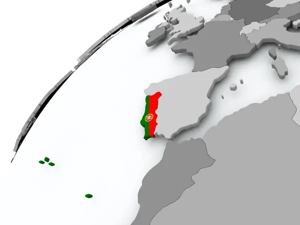 Szürke világ Portugália zászlaja — Stock Fotó