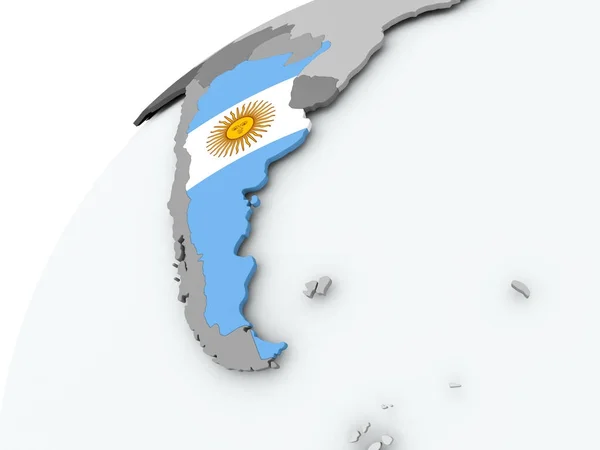 Drapeau de l'Argentine sur globe gris — Photo