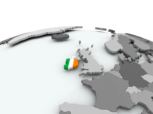 Drapeau de l'Irlande sur le globe — Photo