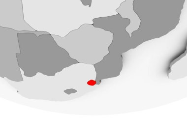 Svaziland Haritası gri siyasi dünya üzerinde