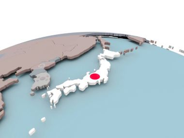 Japonya bayrağı ile dünya üzerinde siyasi Haritası