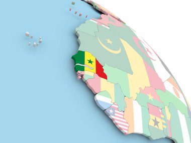 Dünya üzerinde Senegal Cumhuriyeti bayrağı