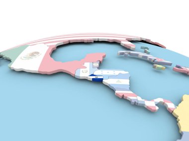 Parlak dünya üzerinde El Salvador Cumhuriyeti bayrağı