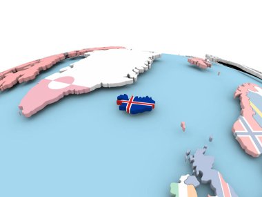 İzlanda bayrağı parlak dünya üzerinde