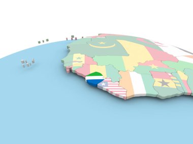 Parlak Globe Sierra Leone Cumhuriyeti bayrağı