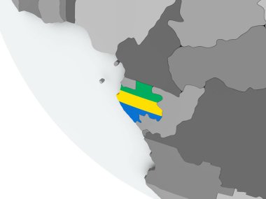 Siyasi dünya üzerinde Gabon Cumhuriyeti bayrağı