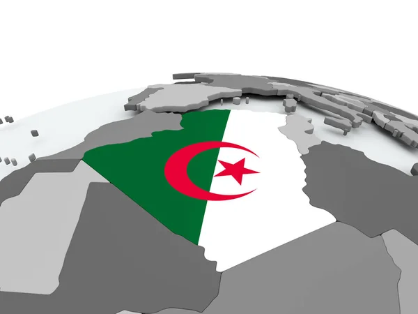 地球にアルジェリアの旗 — ストック写真