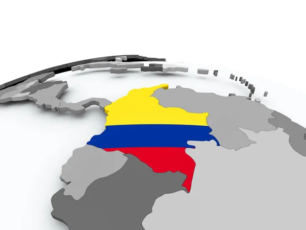 Vlag van Colombia op wereldbol — Stockfoto