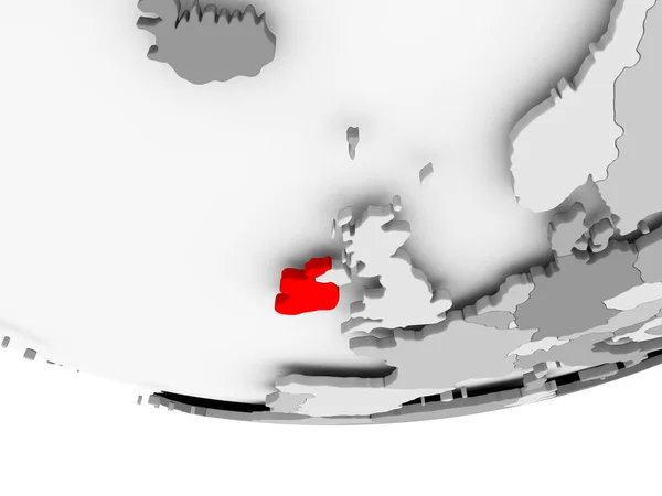 Mapa de Irlanda en el mundo político gris —  Fotos de Stock