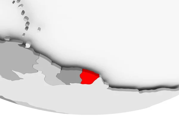 Karte französischer Guiana auf grauem politischem Globus — Stockfoto